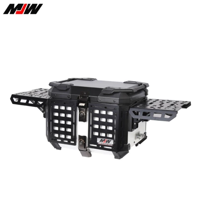 45L Multifunctional Armored Black and White Aluminum Alloy Tail Box Motorcycle Tail Box Scooter Electric Vehicle Trunk Storage