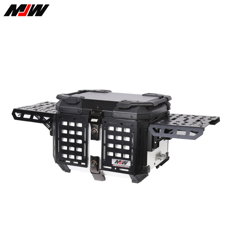 45L Multifunctional Armored Black and White Aluminum Alloy Tail Box Motorcycle Tail Box Scooter Electric Vehicle Trunk Storage 45L Multifunctional Armored Black and White Aluminum Alloy Tail Box Motorcycle Tail Box Scooter Electric Vehicle Trunk Storage
