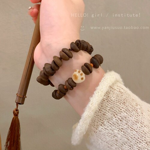 Retro coffee bean cat claw braided rope bracelet girls temperament personality bracelet new couple hand jewelry