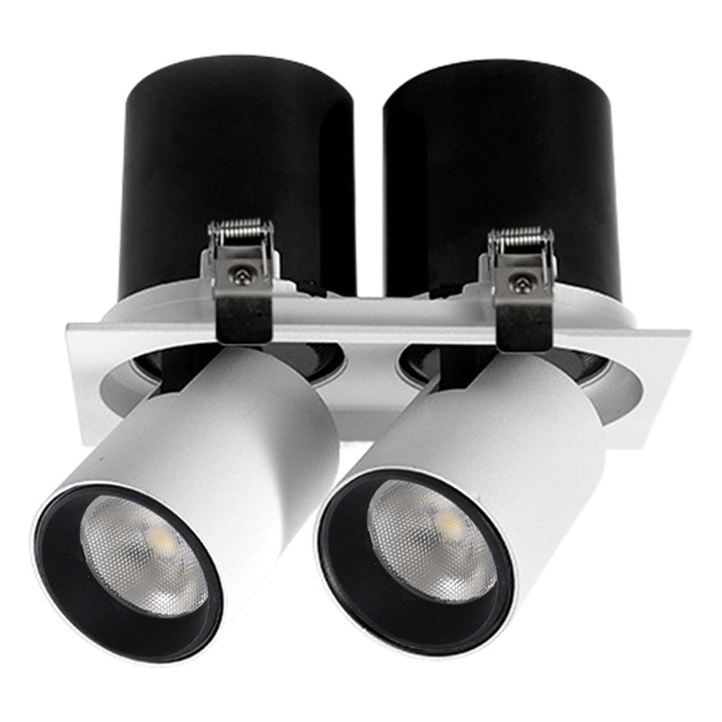Foco LED empotrable COB con ángulo ajustable para el hogar, sala de estar, entrada, tienda, iluminación de cuadros, luz telescópica tipo trompa de elefante, regulable.