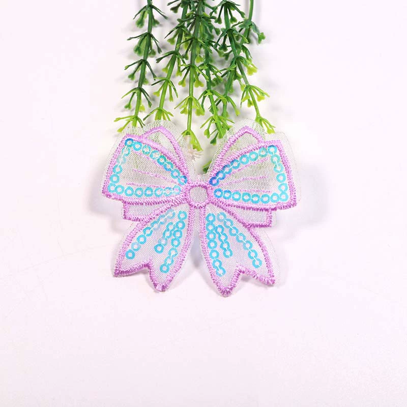 Hair accessory with bow handmade, nail sequins, new collection, polyester, with embroidery