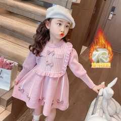 Girl's Autumn and Winter Dress 2023 New Baby Knit Dress Children's Wear Winter Princess Dress for Little Girls