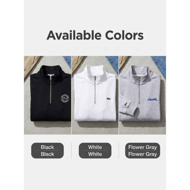 26 Cross-border high-end European and American new version spring, autumn, winter small fish pattern heavy cotton premium embroidered fashion half-zip sweatshirt