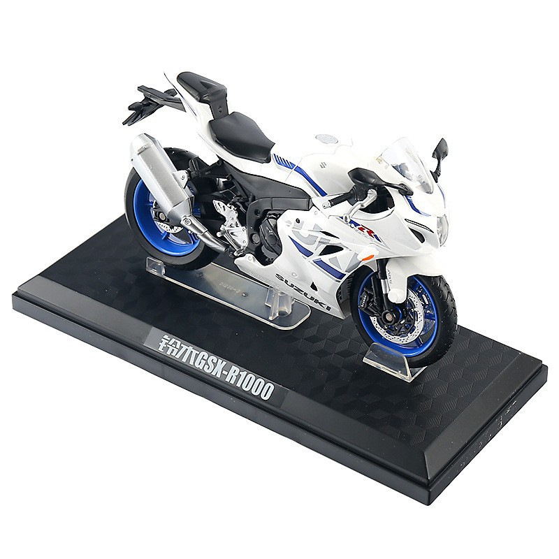 Caja a granel color ámbar 1:12 Suzuki GSX-R1000 aleación modelo de motocicleta simulación coche de carreras decoración de juguete