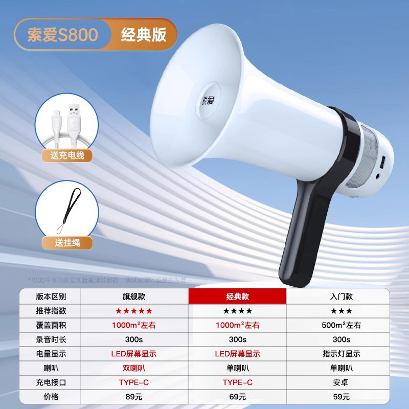 索爱大喇叭扬声器扩音器大声公录音喊话地摊叫卖户外手持高音摆摊|undefined