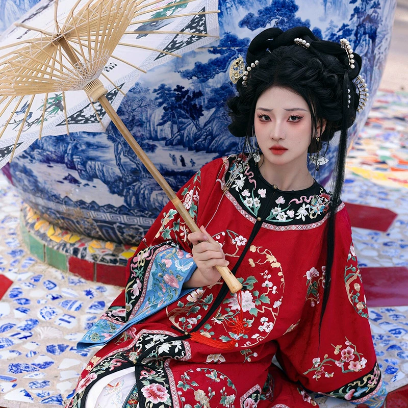 Цинханьская женская тяжелая промышленная печать Jinshang молодая бабушка с круглым вырезом кардиган костюм красная свадебная одежда для невесты