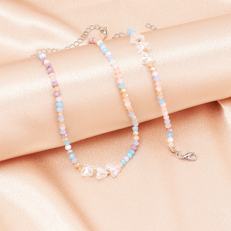 Women'S Gender Sweet Butterfly Artificial Crystal Metal Beaded Bracelets Necklace