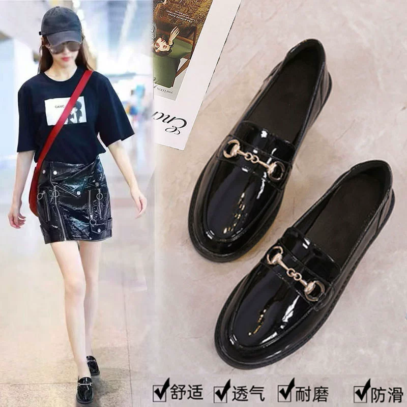 Кожаные Lefu обувь женская 2025 новая весна и осень дикие британские кожаные туфли плоские маленькие размеры женские туфли 33 34 одиночные туфли