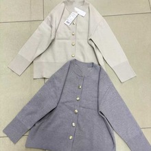 外贸单日系2025年秋季新款甜美风针织开衫外套时尚宽松慵懒风上衣