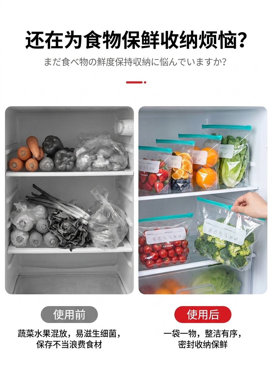 Cross-border thickened fresh-keeping sealed bag household ziplock self-sealing plastic packaging bag refrigerator freezer special sealed