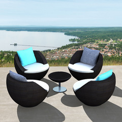 Mojia Nordic Creative Leisure Woven Sofa Chairs Coffee Table Set of Five for Courtyard Balcony Living Room Outdoor Woven Chairs