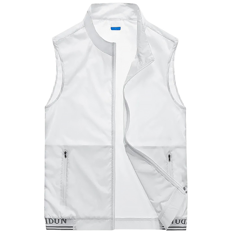Chaleco de verano para hombre estilo fino deportes al aire libre transpirable de secado rápido chaleco de cuello alto sin mangas ropa de piel casual de moda suelta
