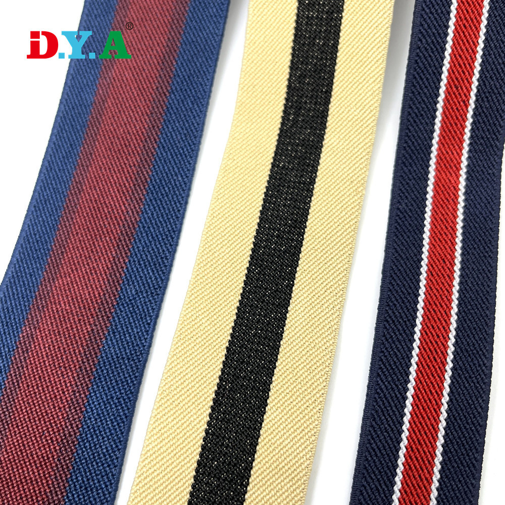 厂家直供涤纶无梭松紧带间色条纹松紧带彩色高弹力纹斜纹松紧带