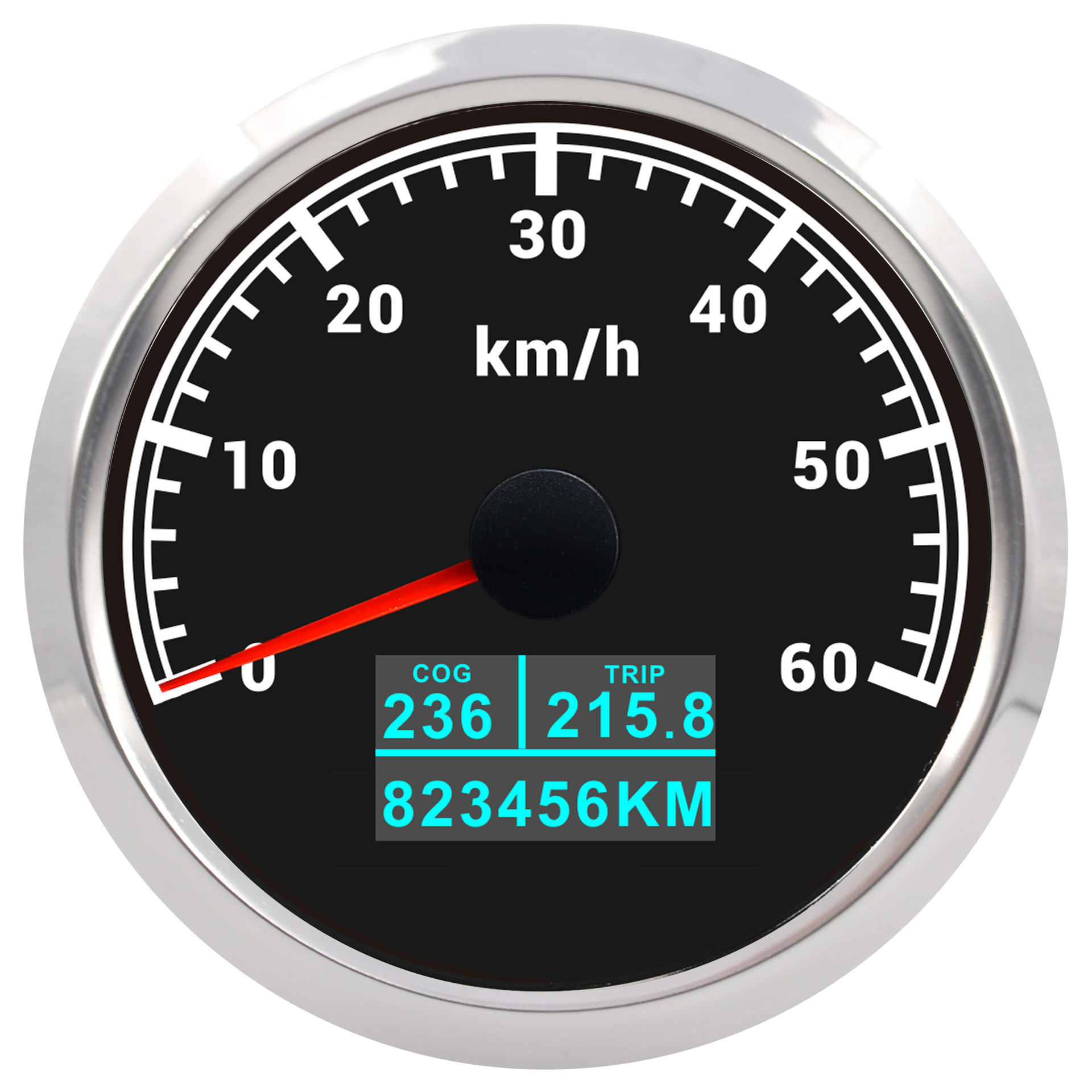 12V 24V Car — Motuoche automobile instrument - silver-bezel-black-face-60kmh