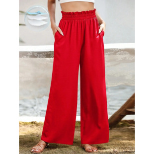 I 81480 Ruffled High Waist Wide Leg Pants ľ��߅�������ѝ