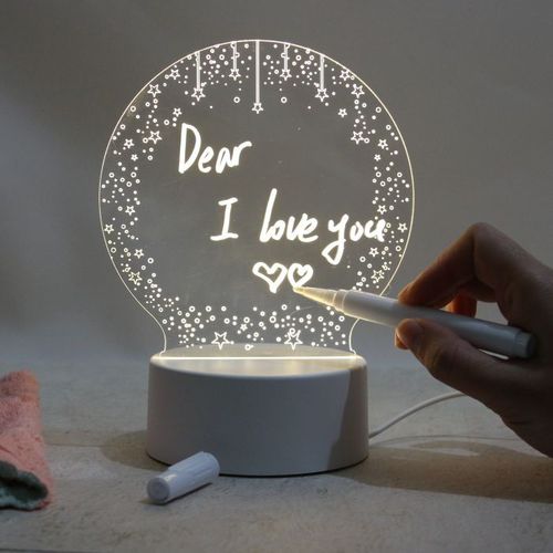 3D small night light creative desk lamp message board white