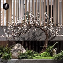 梅花树实木仿真树大型腊梅假树室内客厅装饰绿植落地摆件盆景