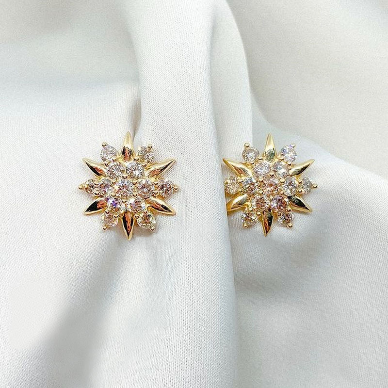 Women'S Gender Fashion Snowflake Copper Ear Studs Inlay Zircon Copper Earrings