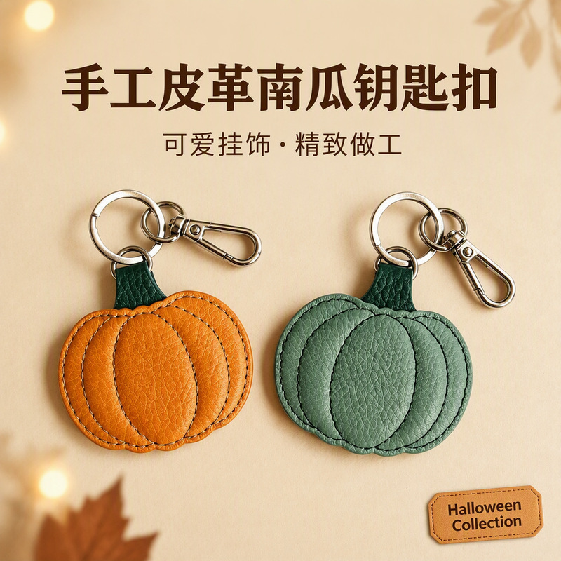 Handmade leather pumpkin keychain, a cute and creative fruit ornament, perfect as a Halloween bag charm or a birthday gift Handmade leather pumpkin keychain, a cute and creative fruit ornament, perfect as a Halloween bag charm or a birthday gift