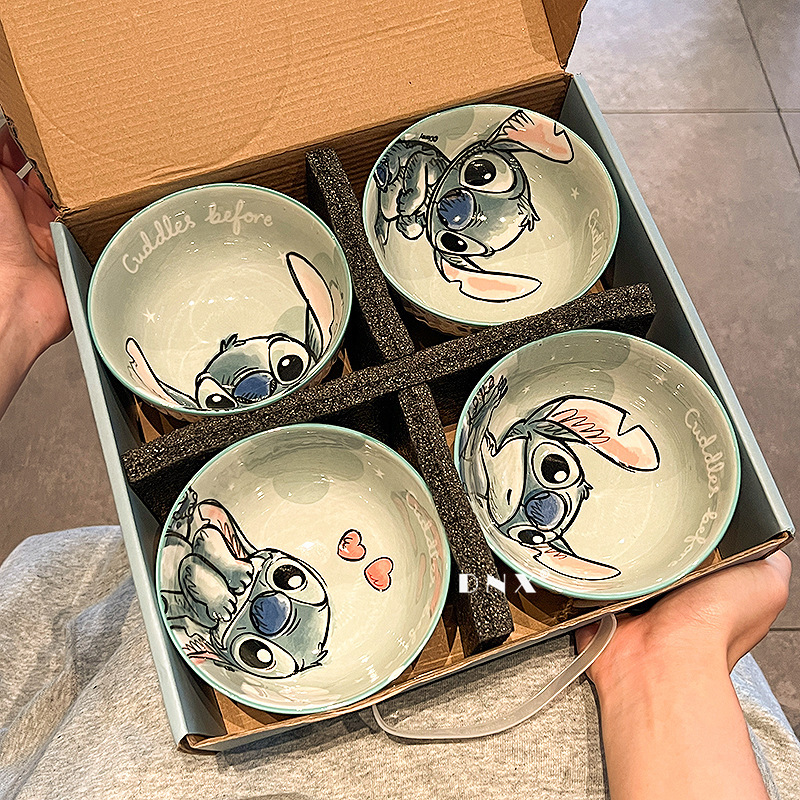 Stitch Rice Bowl Household Ceramic Rice Bowl Kidsren's Bowl Cute Cartoon Strawberry Winnie the Pooh Small Bowl Gift Box Stitch Rice Bowl Household Ceramic Rice Bowl Kidsren's Bowl Cute Cartoon Strawberry Winnie the Pooh Small Bowl Gift Box