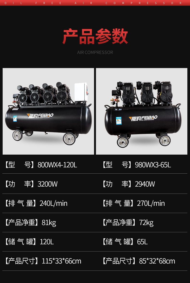 Feibao Home Decoration Small Air Compressor Oil-Free Silent Air Pump High Pressure Woodworking Paint Air Compressor 220V Dental