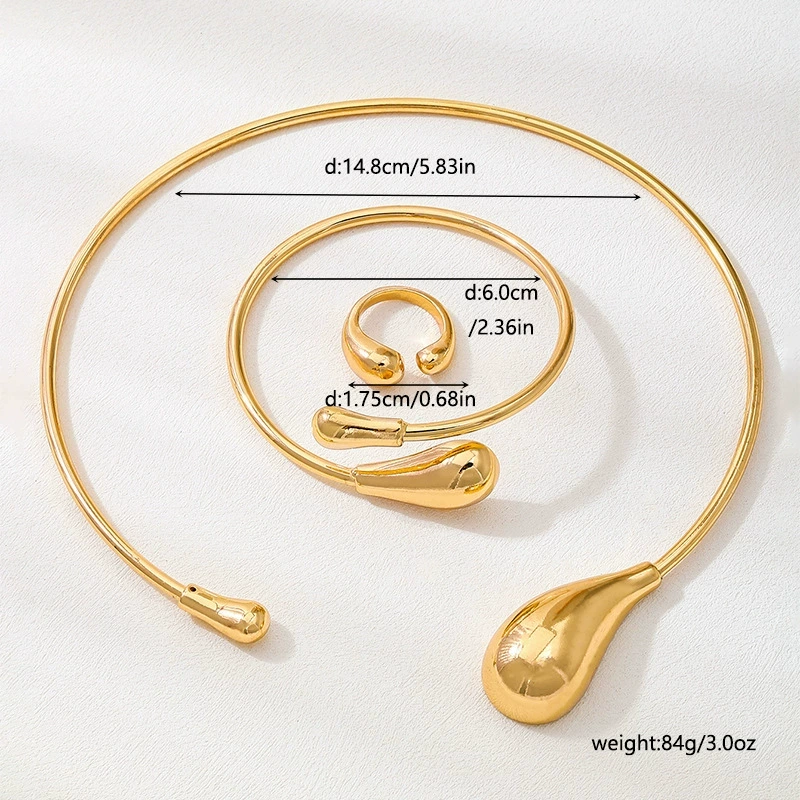 Золотистый модный комплект: браслет, чокер и кольцо в европейском стиле — бижутерия, бренд