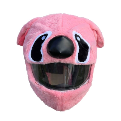 Cross-Border Plush Personalized Animal Helmet Protective Cover Motorcycle Head Accessories Motorcycle Unicorn Stitch Pig Head Headgear (Dəbilqə (Kaska) aksesuarları) - pink-stitch
