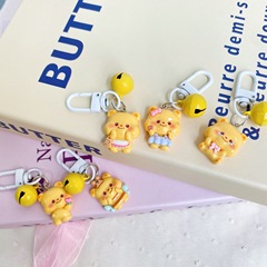 軟萌黃油熊鈴鐺扣奶呼呼可愛卡通掛件ins情侶閨蜜書包配飾掛飾