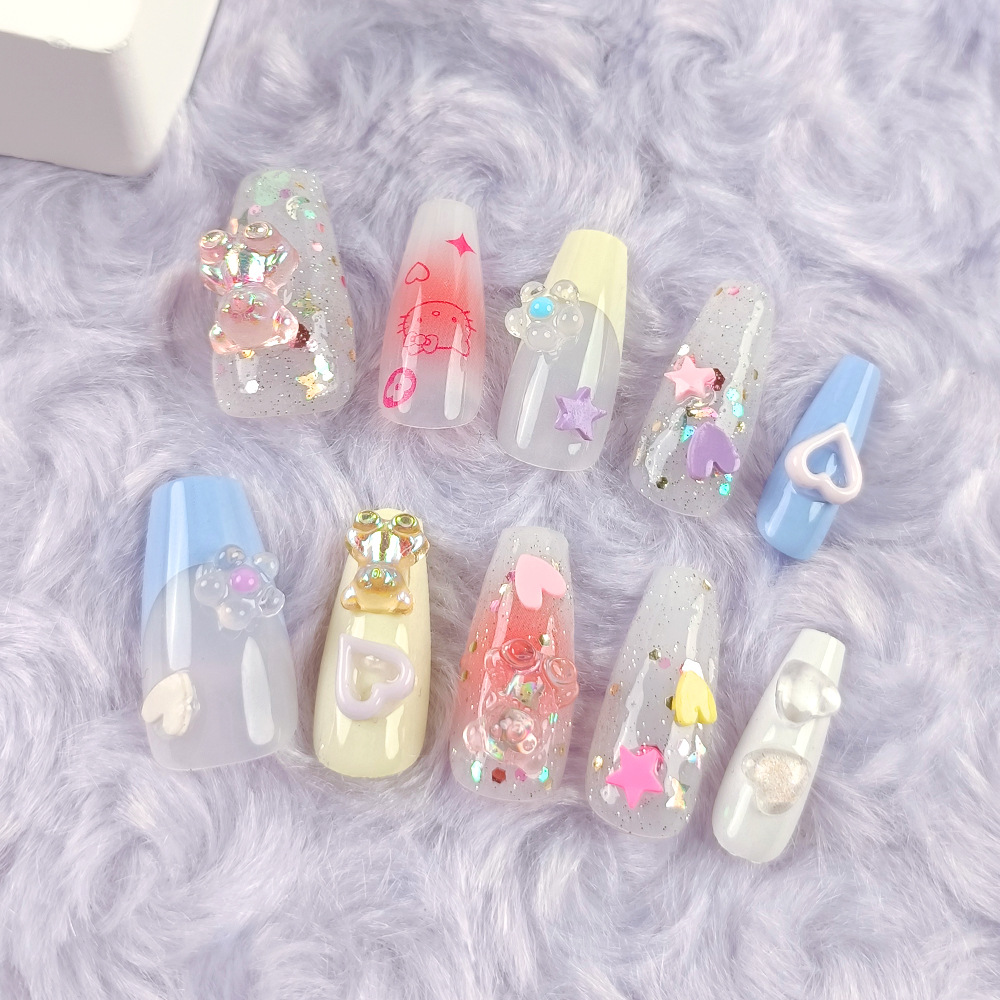 Dopamina dibujos animados osos manicura amor industria pesada desgaste manicura 10 piezas decodificado manicure fototerapia manual manicura