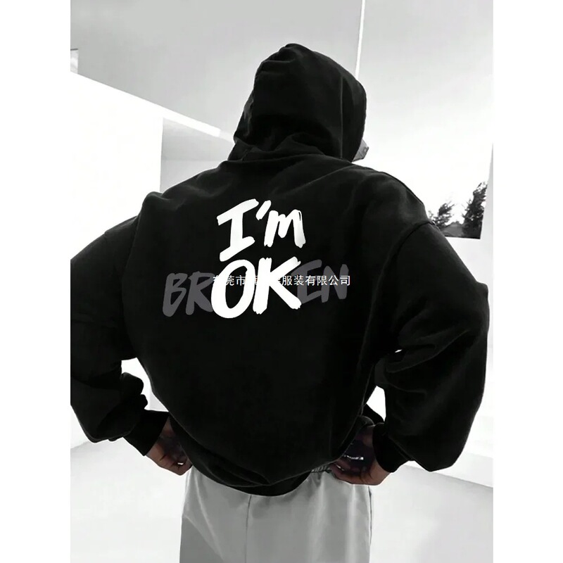 Im Ok - Men's Hooded Sweatshirt, Men's Sportswear, Featuring Deadpool Hip-Hop Y2K 2025 Style