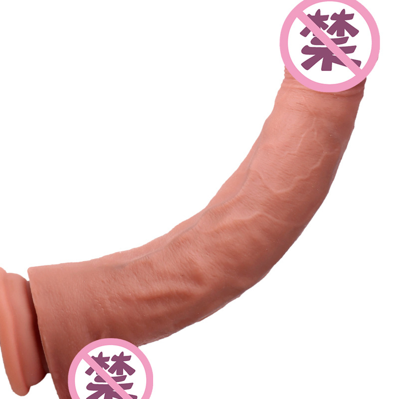 37cm Extra Long Liquid Silicone Dildo with Clitoral Stimulation, Flesh Tone — detail image 14