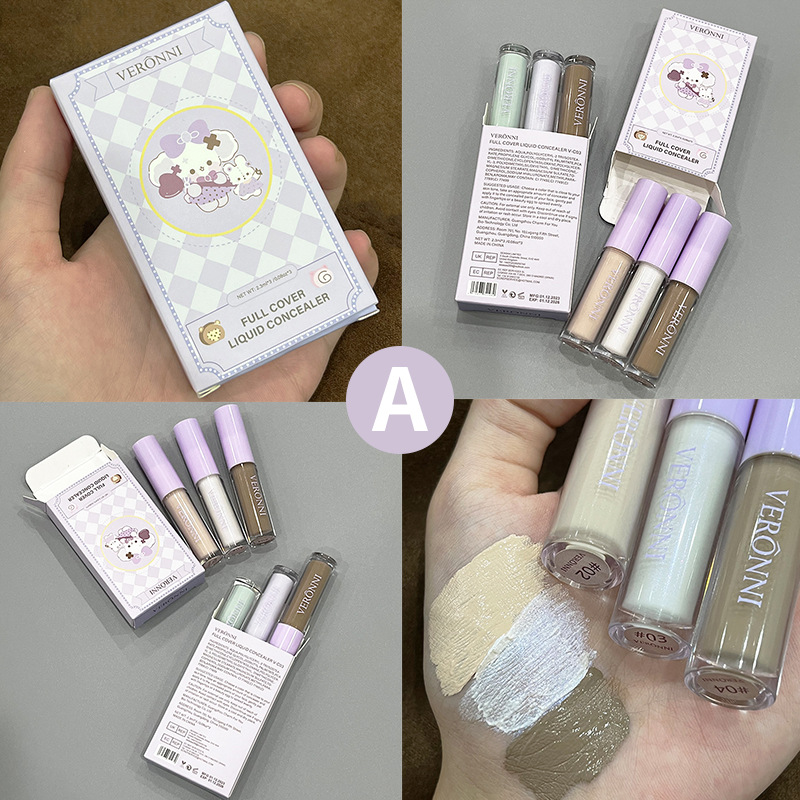 Beauty face cover spot concealer long-lasting natural tattoo concealer eye body concealer 3 PCs suit