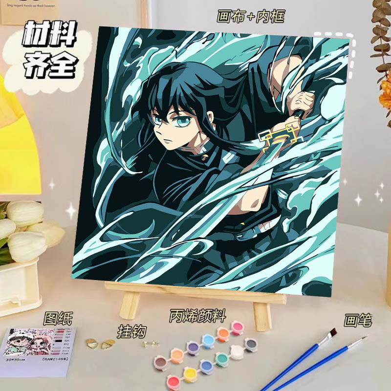 Pintura al óleo digital de bricolaje, dibujos animados para niños, pinturas para colorear hechas a mano, lindos puestos de animación curativos, comercio exterior transfronterizo