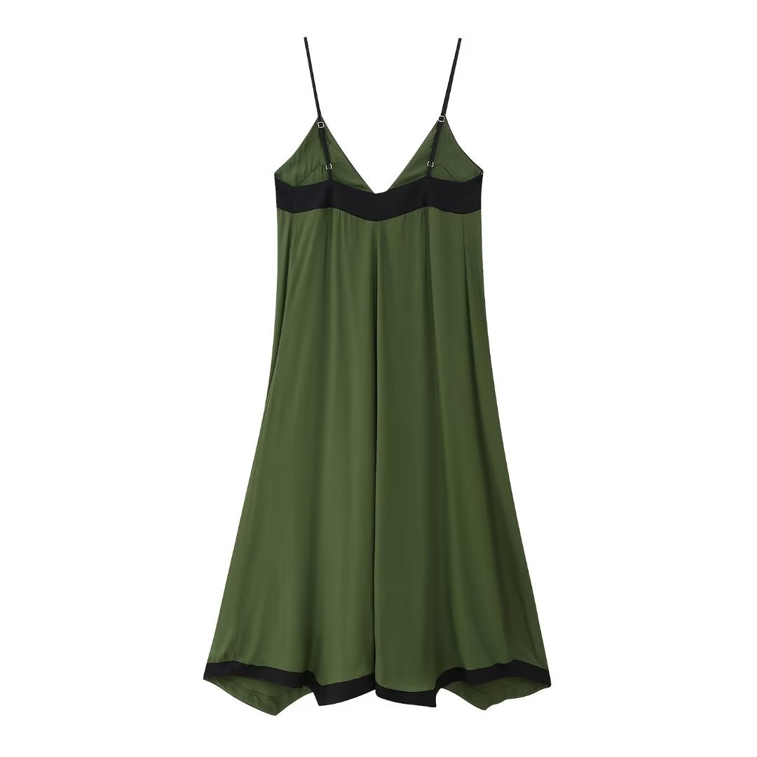 Women's Strap Dress Streetwear V Neck Sleeveless Color Block Midi Dress Holiday Daily display picture 8