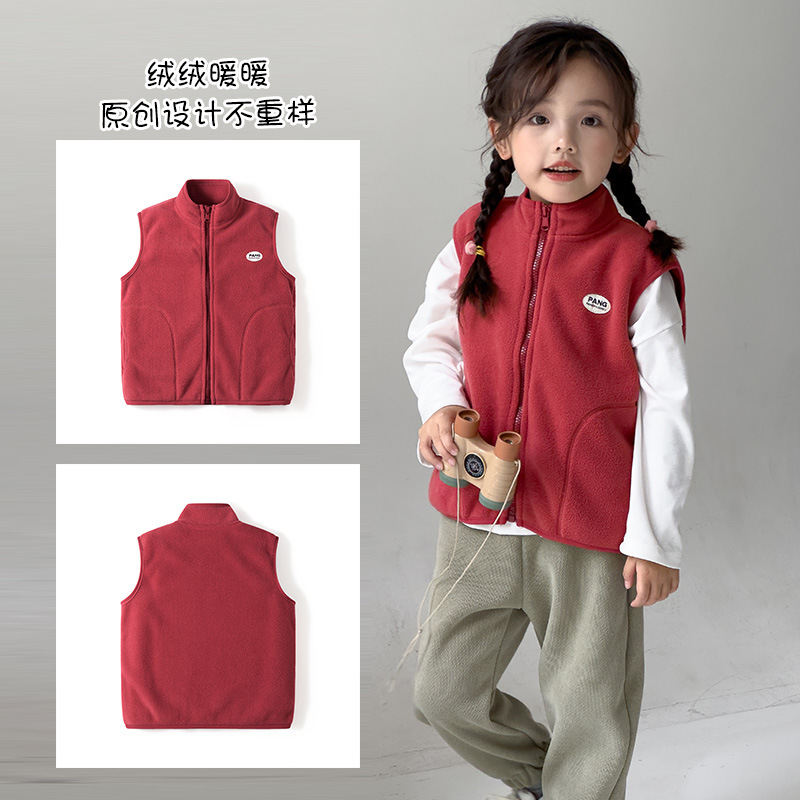 Chaleco de invierno cálido de primavera y otoño para hombres y mujeres dentro y fuera del chaleco de lana polar para niños chaleco casual de todo fósforo