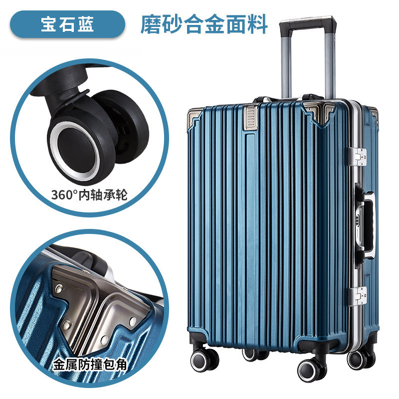 Student Aluminum Frame Trolley Case Men's Suitcase 2023 New Luggage Case Women's Boarding Case Password Box Leather Case