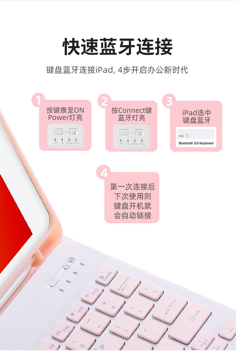 Kablosuz Bluetooth klavye 10 inç üç sistem uyumlu İspanyolca/Rusça/Tayca/Geleneksel Çince fonetik tablet