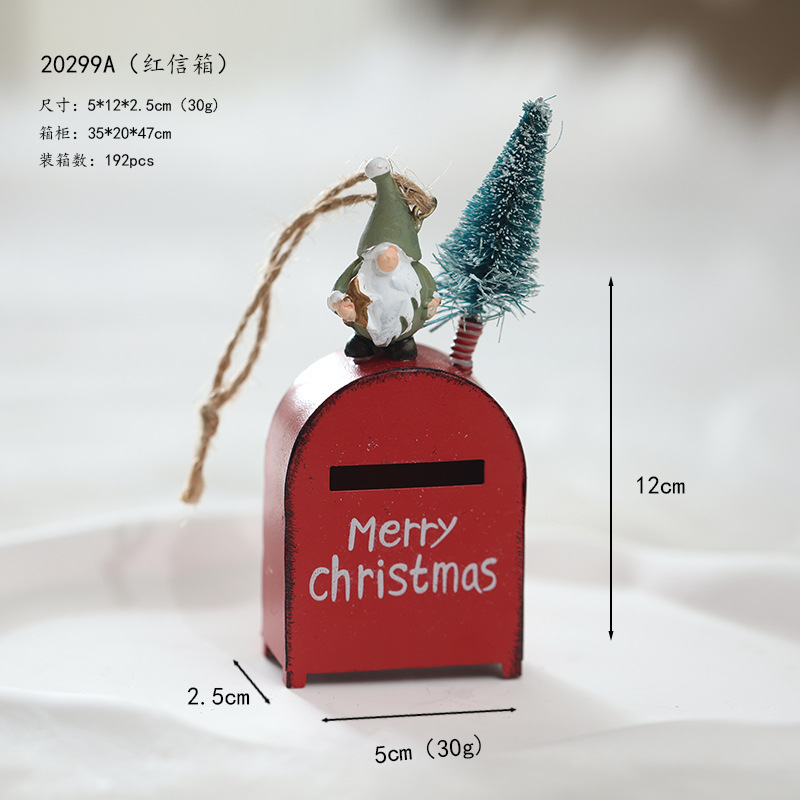 Nuevos productos transfronterizos pequeños buzones correos antiguos retro buzones colgantes de árbol de Navidad decoración de Navidad props