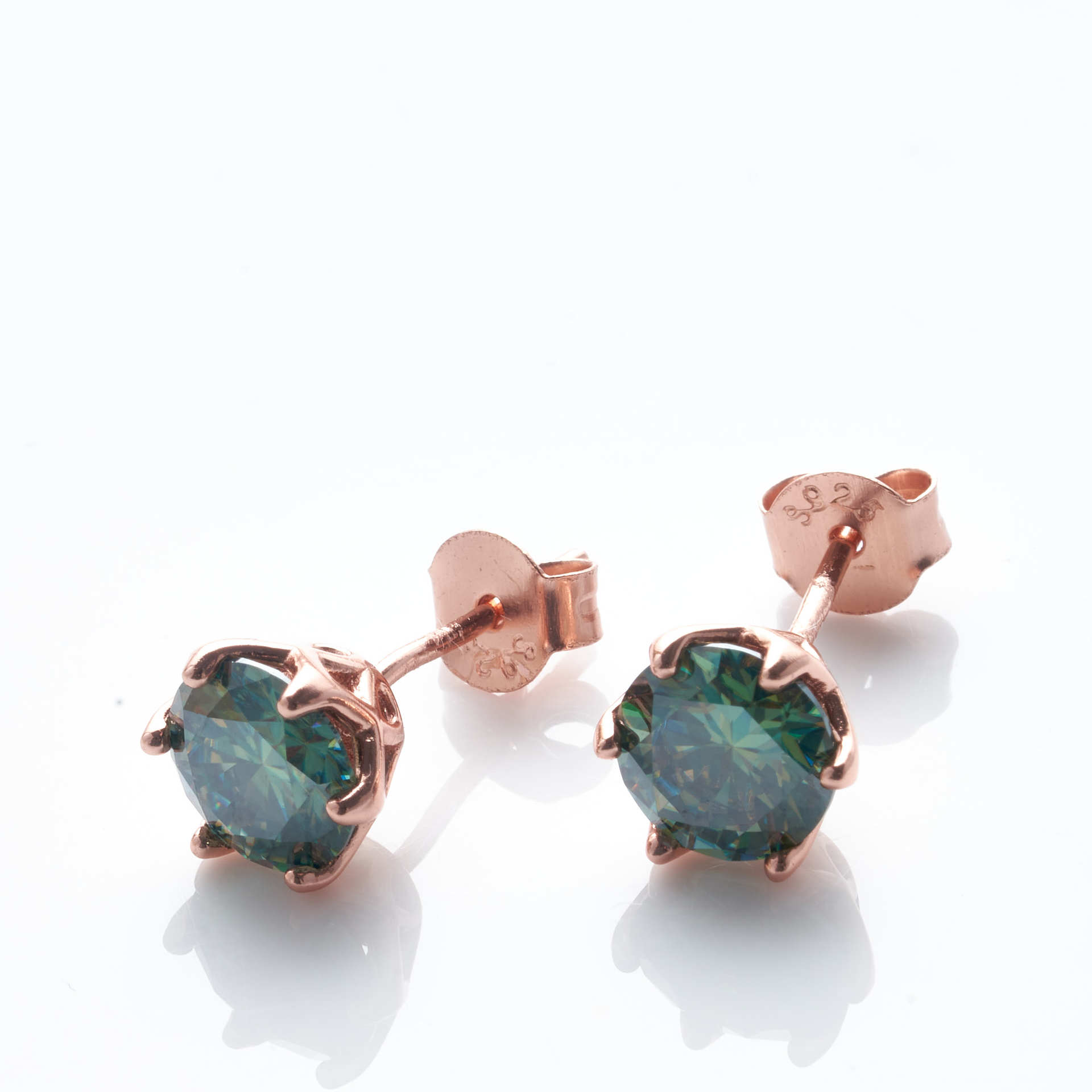 Plata esterlina azul-verde 0.5 - 2 quilates orejas redondas de moissanita plata esterlina S925 con certificado de GRA