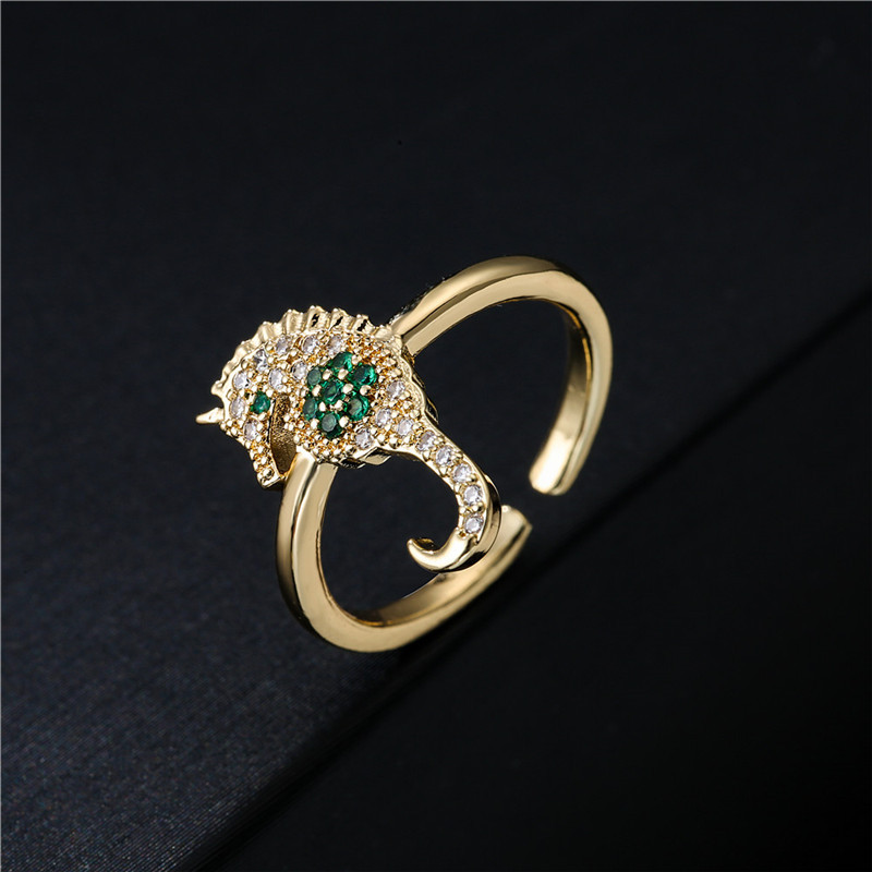 Fashion Copper Micro-inlaid Zircon Hippocampus Ring display picture 6