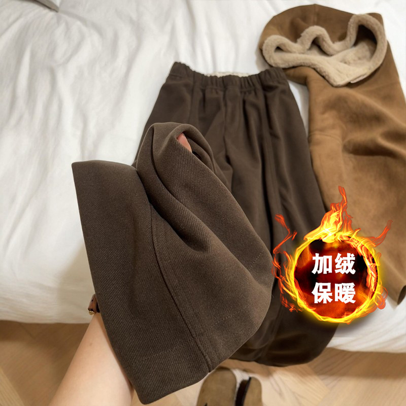 Melard Brown Woolen Wide-Leg Pants Winter Thickened Women's Plus-Size Autumn Casual Sweatpants Trendy Sycamore Pants This Year Melard Brown Woolen Wide-Leg Pants Winter Thickened Women's Plus-Size Autumn Casual Sweatpants Trendy Sycamore Pants This Year