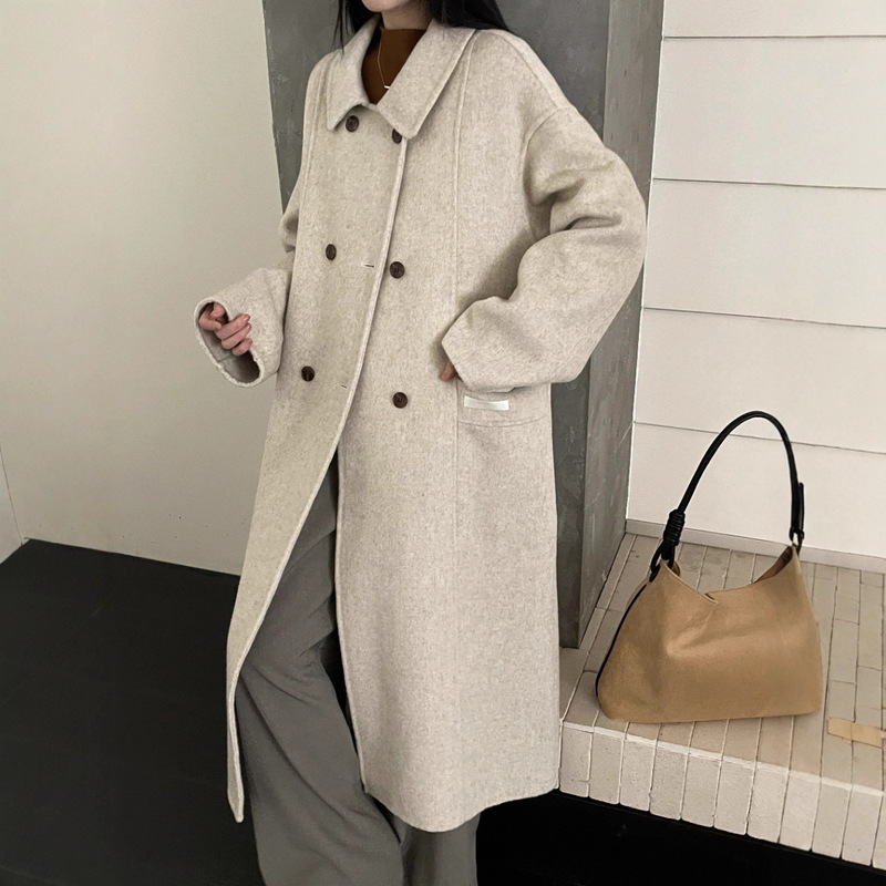 双面羊绒大衣女2025秋冬新款韩版中长款高级感羊毛翻领羊毛呢外套|undefined