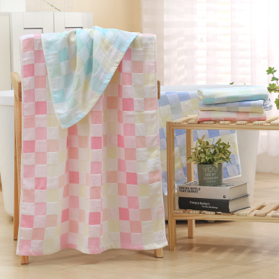 pure cotton Gauze Bath towel double-deck Cuddle Plaid Beach towel Cotton Bath towel Manufactor wholesale 70*140