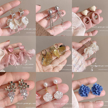 s925银针设计感爱心花朵流苏耳钉女2025年高级感珍珠耳环气质耳饰