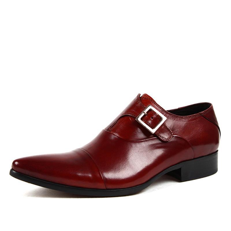 Chaussures ShoeVault New Business pour homme, style coréen, pointues, en cuir de vachette, boucle, tendance et respirantes._voghion.com