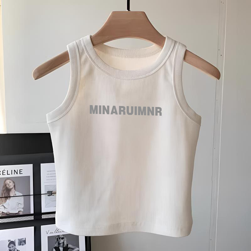 Girls' pure cotton white sleeveless T-shirt vest, summer versatile for medium and large children, girl's camisole top, can be worn alone