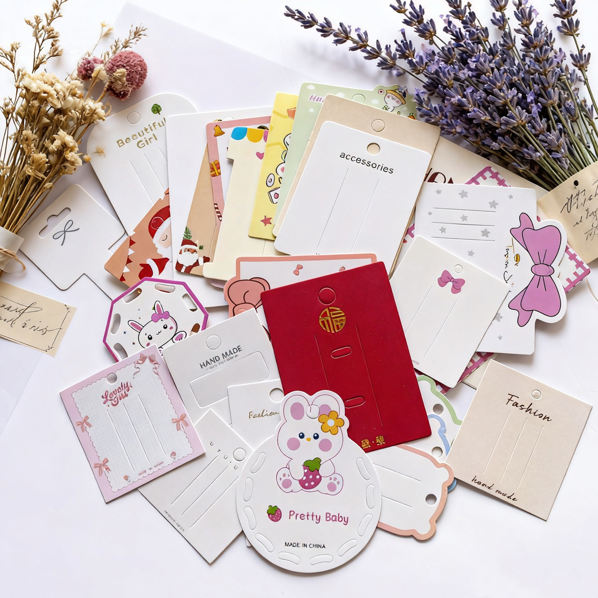 韩版粉色蝴蝶结发饰卡纸儿童成人甜美发夹纸卡发卡发圈包装吊牌