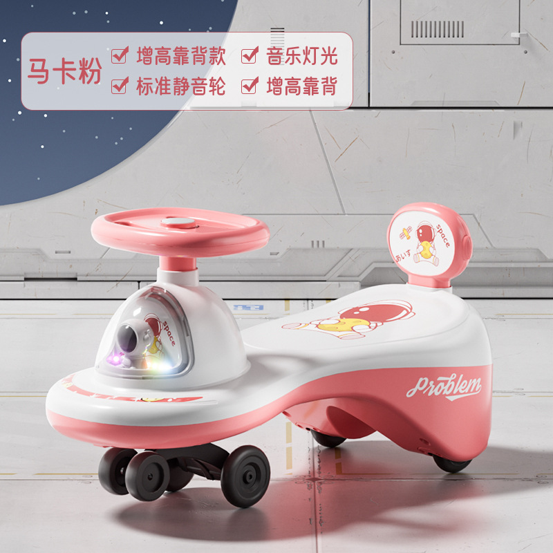 Niños de 1 - 3 años de edad anti-rollover astronauta coche oscilante con empuje de la mano de la música rueda flash patinaje bebé image 9