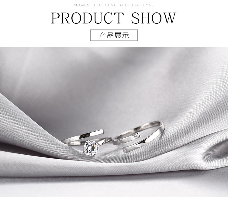 Fashion S925 Sterling Silver Ring Fashion Single Zircon Open Ring display picture 2
