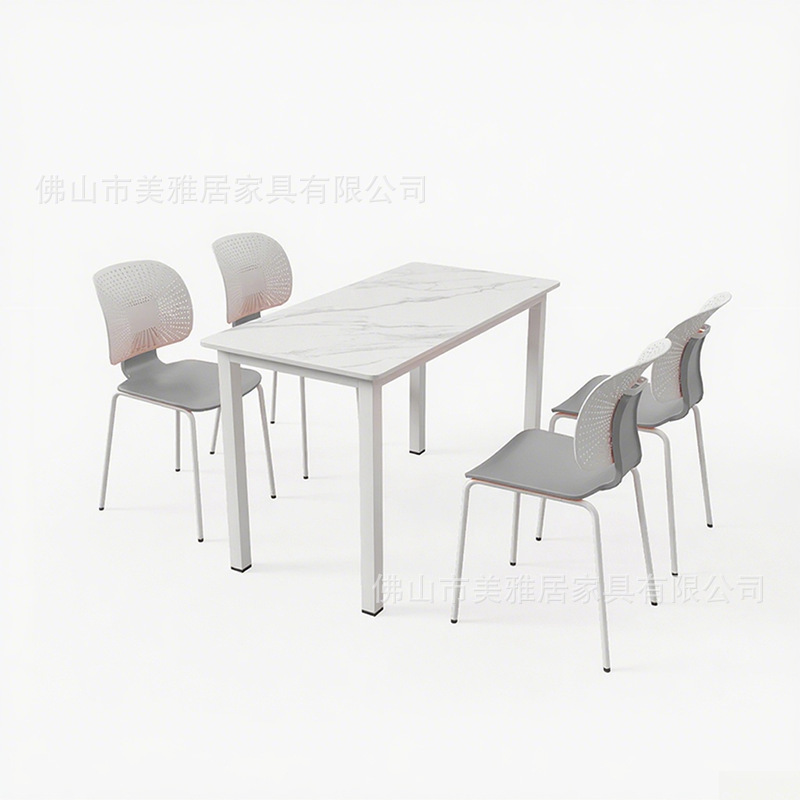Mesa y silla de comedor de estudiantes de escuela Compañía comercial Comedor de personal de fábrica Comedor de postre Tienda de té de leche combinación de mesa y silla de comedor de tabla de roca